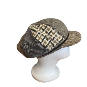 Vintage CAPPELLI STRAWORLD Wool Blend Newsboy Cap Hat brown mix tweed color
